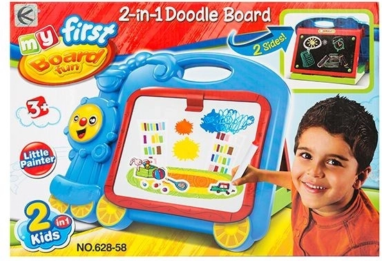 Doppelseitige edukative Tafel 2in1 für Kreide und Marker, blau - 1 Stück