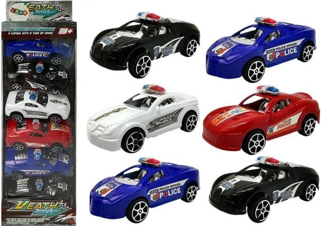 Set aus Polizeiautos mit Schwungmechanismus, 6 Stk.