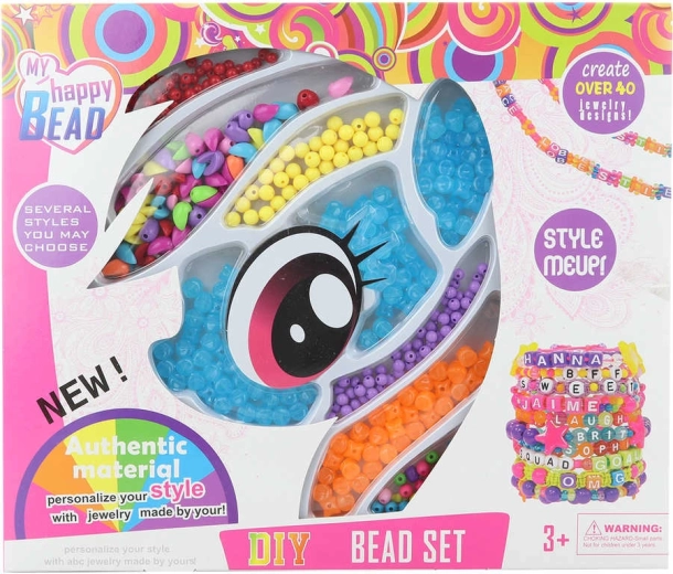 Kreativ-Set mit Auffädelperlen im Pony-Motiv zur Herstellung von Armbändern und Halsketten