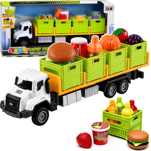 Transport-Lkw mit Anhänger und Lebensmitteln 1:55 grün