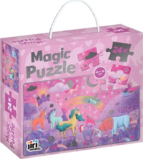 Glitzerndes Puzzle in einer Schachtel – Einhörner
