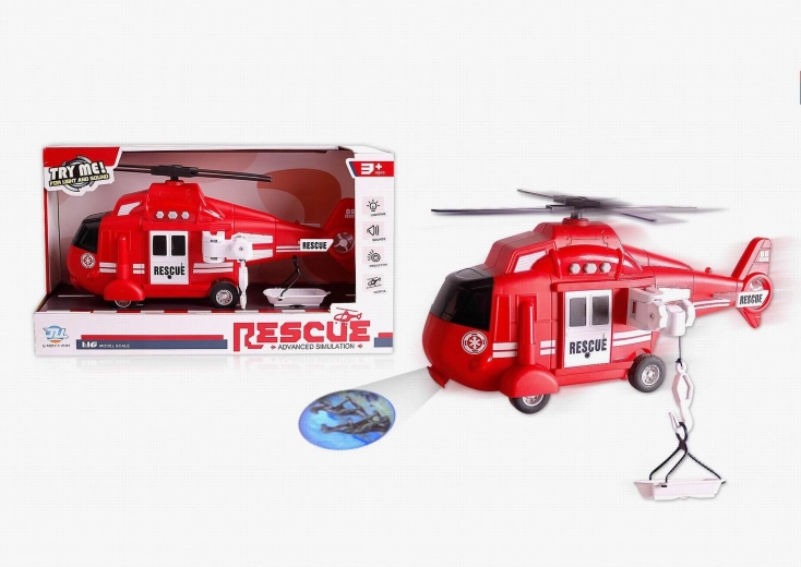 Feuerwehrhubschrauber mit Licht, Sound und Projektor, Maßstab 1:16