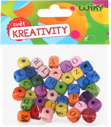 Bunte Holzperlen Alphabet, 40 Stk.