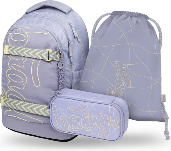 Baagl Set 3 Skate Max Mishmash: Schulrucksack, Federmäppchen und Beutel GRS