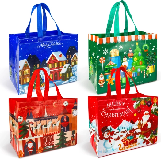 Weihnachtliche Geschenktasche aus Vliesstoff 31 × 25 × 17 cm – 1 Stück