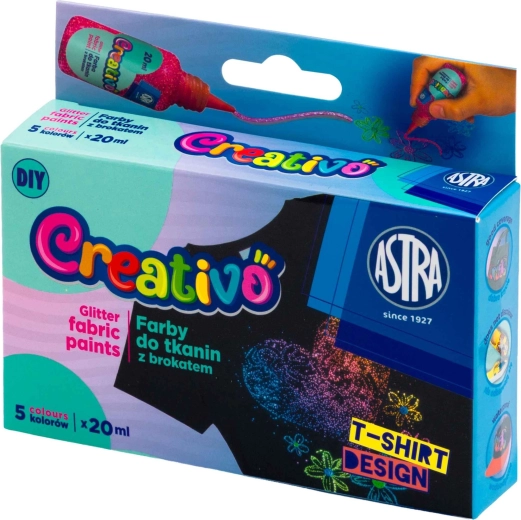 Glitzerfarben für Textilien 5×20 ml ASTRA CREATIVO