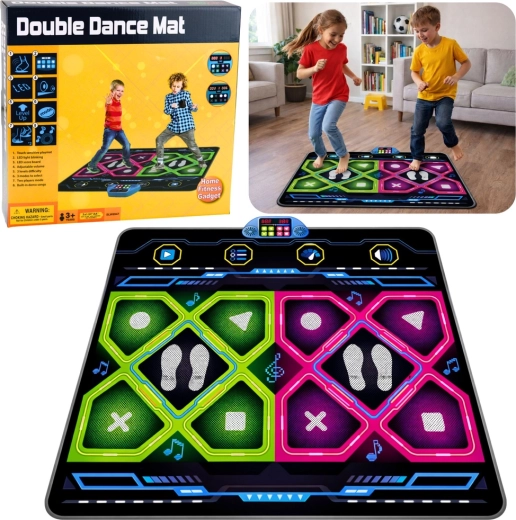 Doppelte elektronische Tanzmatte mit LED, 105 × 90 cm