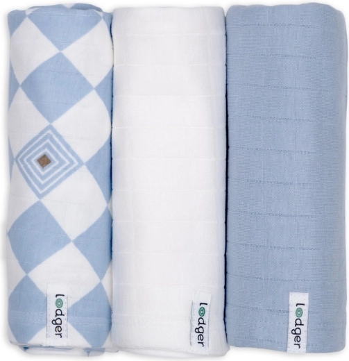 Lodger Swaddler aus Bio-Baumwolle Blue fogg, 70 × 70 cm (3 Stk.)