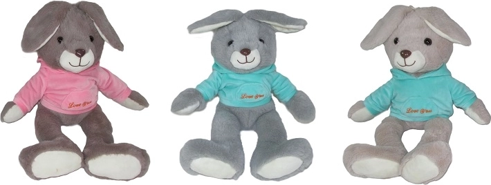 Plüschhäschen im Hoodie mit Kapuze 30 cm