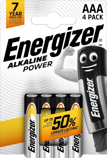 Energizer Alkaline Power AAA Micro-Batterien, 4 Stk.