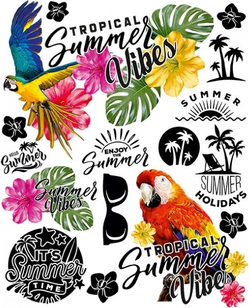 Sommerliche Bügelbilder – großer Bogen 20 × 30 cm