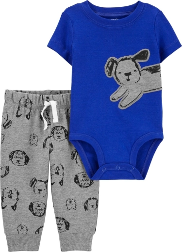 Carter's 2-teiliges Set für Jungen – Kurzarm-Body und Jogginghose Blue Dog (6 Monate)