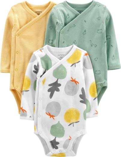 Carter’s Body mit langen Ärmeln Veggies, neutral, 3 Stk., Gr. 46