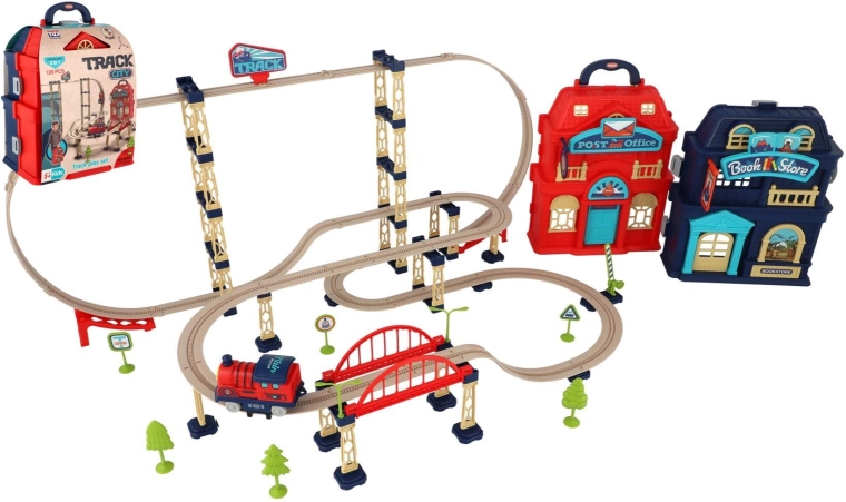 Track City Eisenbahn-Set im Koffer – 120 Teile mit batteriebetriebenem Zug