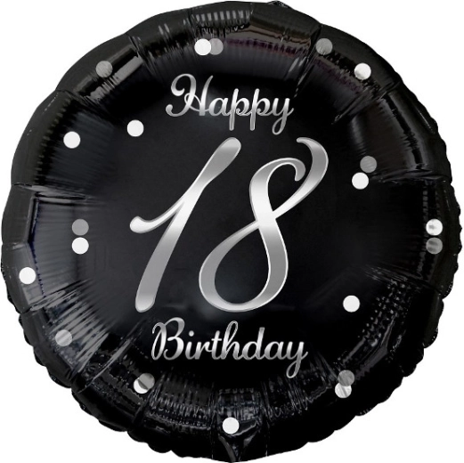 Folienballon Happy 18 Birthday schwarz 18"