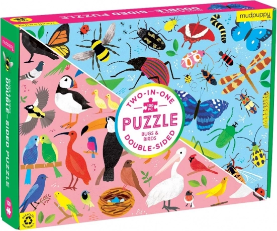 Beidseitiges Mudpuppy-Puzzle Käfer und Vögel 100 Teile