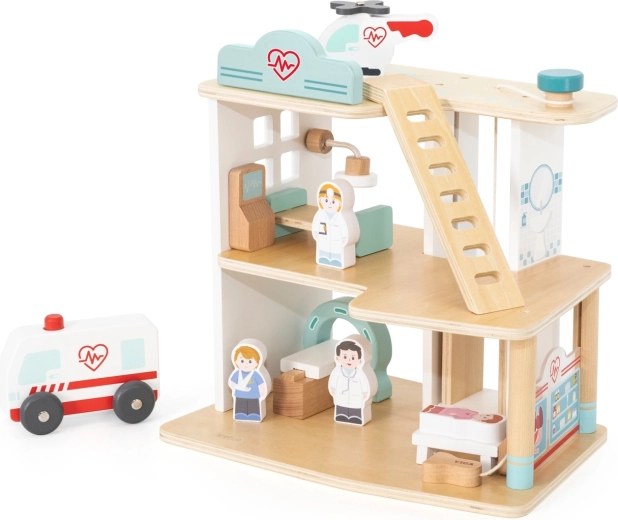 Viga Toys Holzkrankenhaus mit Zubehör