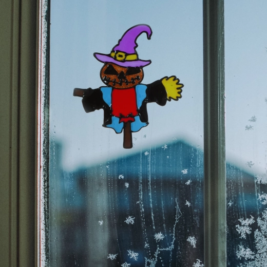 Halloween-Fensterdekoration Vogelscheuche