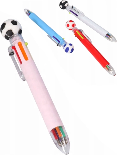 Sechsfarbiger Kinder-Kugelschreiber mit Fußballmotiv – 1 Stück