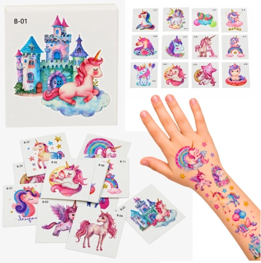 Temporäre Tattoos für Kinder mit Einhörnern, 25 Stück
