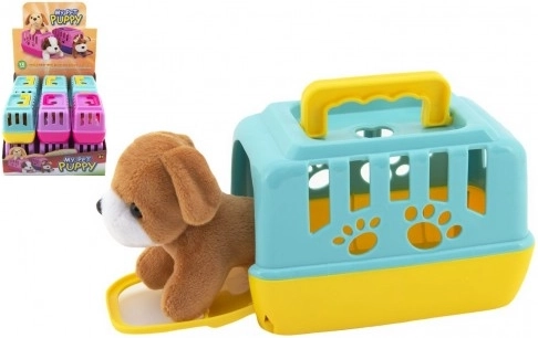 Plüschhund im tragbaren Box