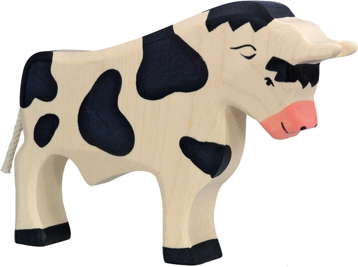 Holztiger schwarzer Stier aus Holz – 1 Stück