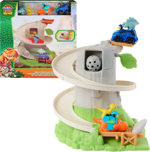 Spin Master Paw Patrol: The Dino Movie Jungle Rockslide Rescue – Rettungsbahn mit Fahrzeugen und Dinosauriern