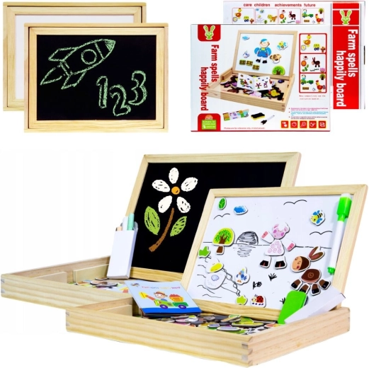 Hölzerne multifunktionale Lern-Tafel 2-in-1 – 1 Stück