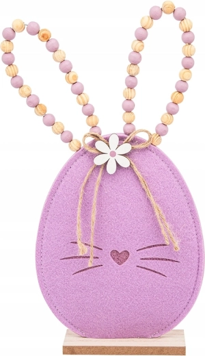 Dekorative Filz-Hasenfigur mit violetten Perlen 32 cm