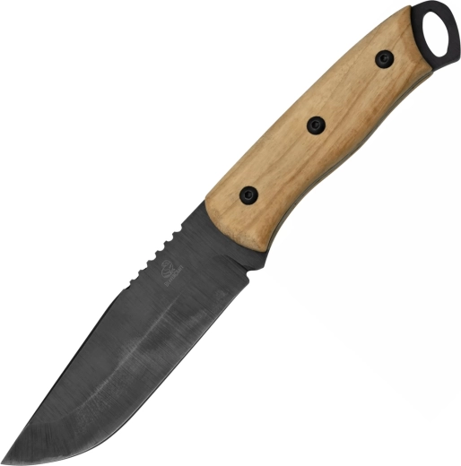BeaverCraft BSH4 Bushcraft-Messer mit brünierter Klinge und Nussbaumgriff, Lederscheide