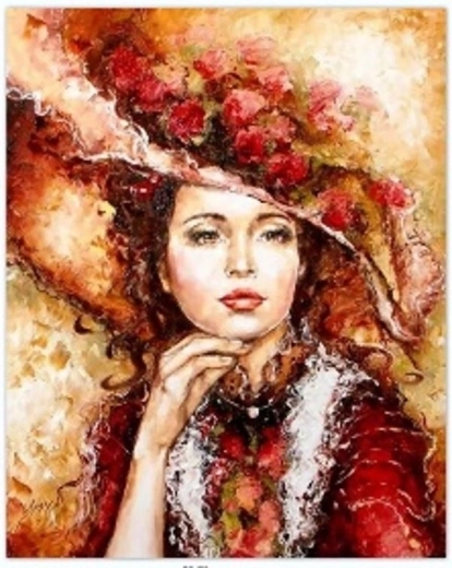 Malen nach Zahlen Frau mit Hut 40 × 50 cm