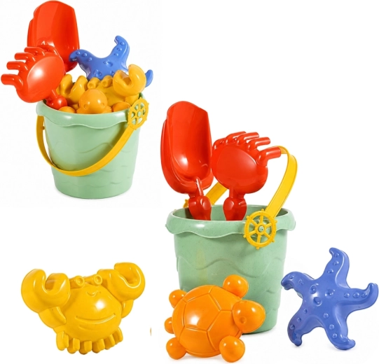 Sandspielzeug-Set mit Eimer und Förmchen, 6-tlg.