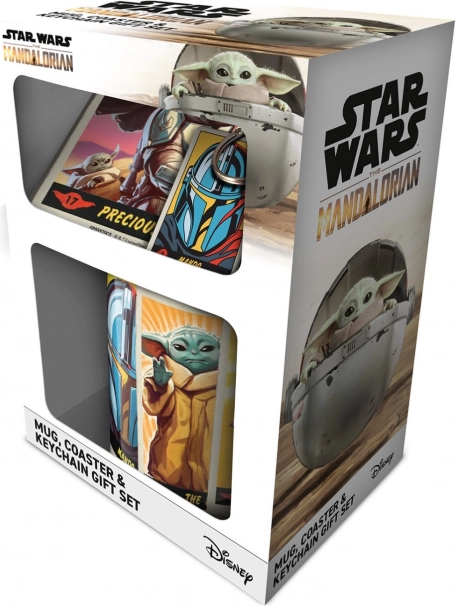 Geschenkset STAR WARS: THE MANDALORIAN – Tasse, Untersetzer und Schlüsselanhänger