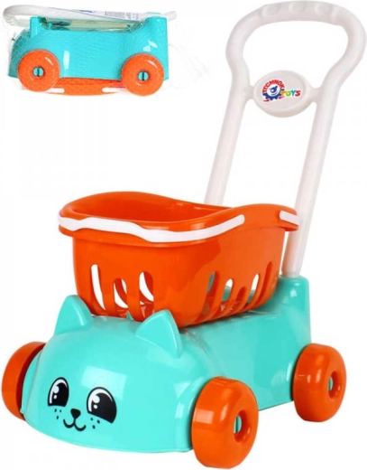 Kinder-Einkaufswagen mit Körbchen, Kätzchen