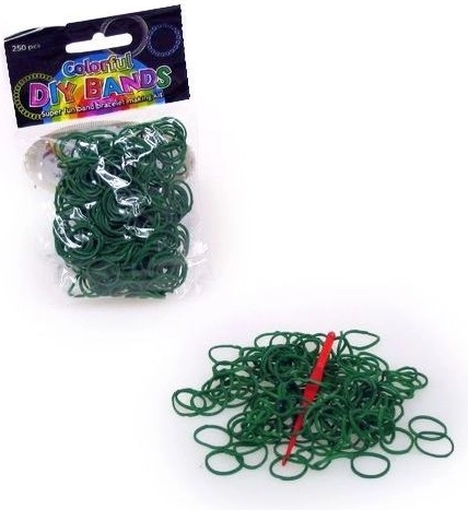 Set elastischer Gummibänder zum Flechten von Schmuck, dunkelgrün, 250 Stk.
