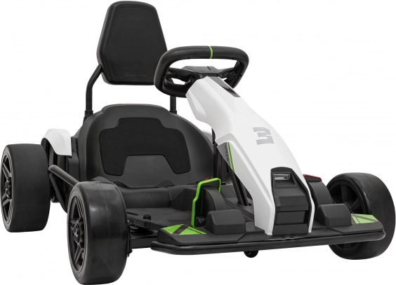 Elektrischer Drift-Gokart für Kinder, weiß, 24V, 2×150 W, LED und Radio