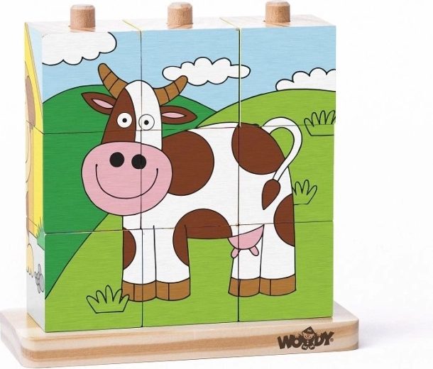 Holzpuzzle Bauernhof mit Klötzen