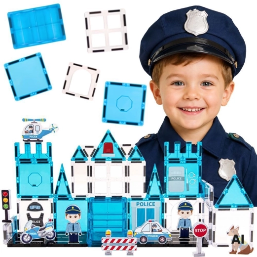 Woopie magnetisches 3D-Bauset Polizeistation, 42 Teile