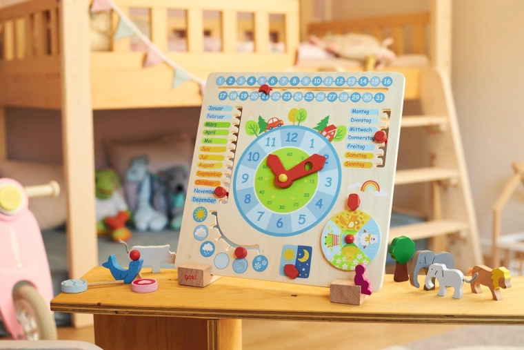 Hölzerner Jahreskalender mit Wetteranzeige 30 × 30 cm - 1 Stück