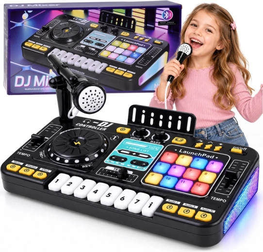 Interaktives DJ-Mischpult für Kinder mit Bluetooth, Mikrofon und Beleuchtung