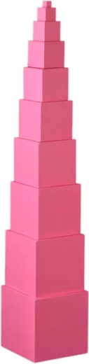 Montessori Rosa Turm aus Holzklötzen (10 Stk.)