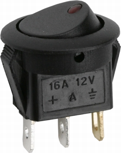 Runder Kippschalter mit roter LED-Beleuchtung