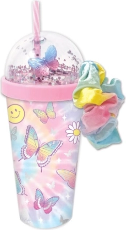 Hot Focus Kinderbecher mit Scrunchie-Haargummi „Schmetterlinge“