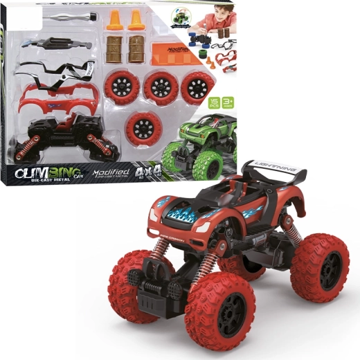 Bausatz Auto 4WD 1:32 mit Pull-Back-Antrieb, 15 Teile