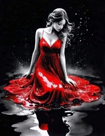 Norimpex Diamantmalerei Frau im roten Kleid 30 × 40 cm