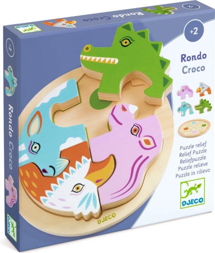 DJECO Holz-Steckpuzzle Rondo Croco