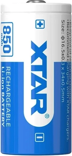 Xtar Li-Ion-Akku 16340 / R-CR123 3,7 V 850 mAh mit Schutz – 1 Stück