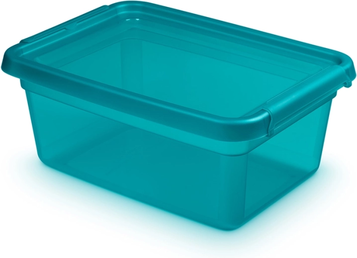 Basestore Aufbewahrungsbox aus Kunststoff mit Deckel und Clips Ocean 12,5 l (28 × 38 × 16 cm)