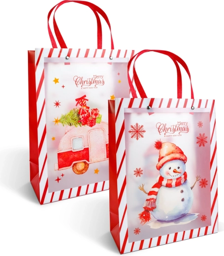 Weihnachtliche Geschenktüte mit transparenten Seiten – 1 Stück