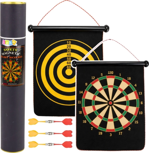 Magnetische, beidseitige Dartscheibe mit magnetischen Pfeilen, 32 cm, in Röhre